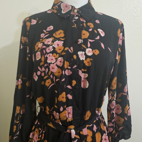 Nanette Lepore Black Dress with Pink and Orange Floral - Picture 3 of 11